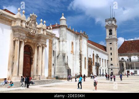 COIMBRA, PORTUGAL - MAY 26, 2018: People visit Coimbra University in Portugal. The university is a UNESCO World Heritage Site. Stock Photo