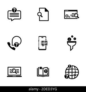 Set of black icons isolated on white background, on theme Search, sort data Stock Vector