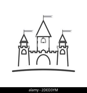 kids line drawing Castle Fortress logo vector design icon template Stock Vector