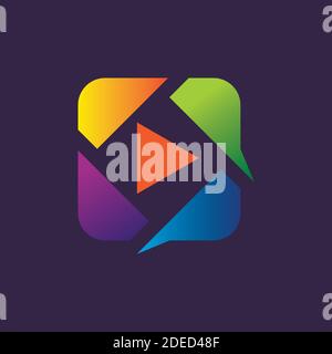 square video production logo design. Film production company vector illustration Stock Vector