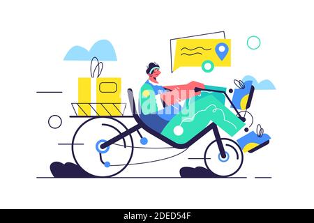 The guy delivers the goods on a recumbent bike Stock Vector