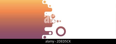 Purple and orange. Horizontal banner, flyer with stylish modern design and copyspace for advertising or offer. Neoned splashes, fluid drops in gradient colors. Flyer for promotion. Design, artwork. Stock Vector