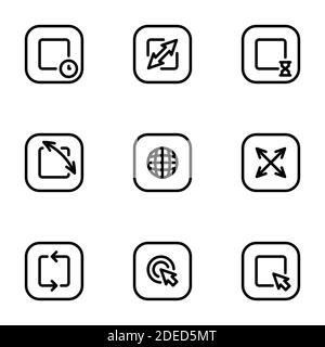 Set of black icons isolated on white background, on theme Internet, Web symbols Stock Vector