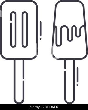 Ice pop concept icon, linear isolated illustration, thin line vector, web design sign, outline concept symbol with editable stroke on white background Stock Vector