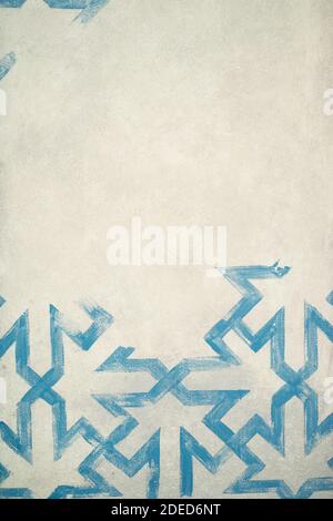 blue paint geometrical pattern on cream background retro Stock Photo