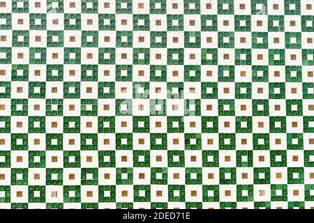 Portuguese ceramic green tiles Stock Photo
