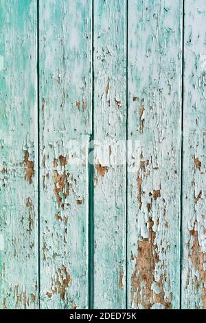 Turquoise  painted wood weathered Stock Photo