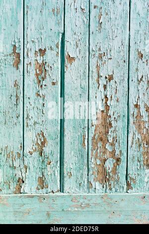 Turquoise  painted wood fence vintage Stock Photo