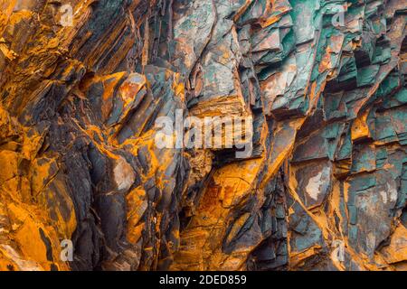 Rock layers , a colorful formation of rocks stacked over time. Interesting background a fascinating texture Stock Photo