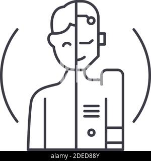 Humanoid icon, linear isolated illustration, thin line vector, web design sign, outline concept symbol with editable stroke on white background. Stock Vector