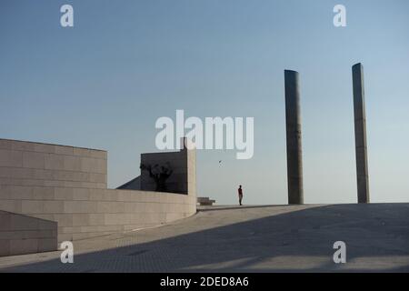 LISBON, PORTUGAL - May 6, 2018: Champalimaud Foundation Centre For The Unknown man standing looking at the ocean Stock Photo