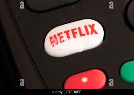 Netflix button on tv remote Stock Photo