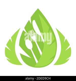 Food Icon for Cafe. Fork Spoon Knife Logo Design Isolated on White Background Stock Vector