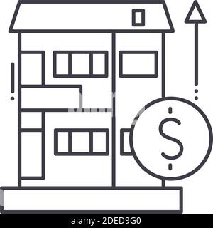 Housing payments icon, linear isolated illustration, thin line vector, web design sign, outline concept symbol with editable stroke on white Stock Vector