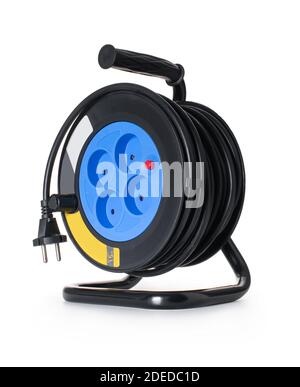 coil, electrical extension cord on white isolated background Stock Photo