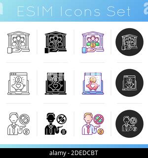 Organization crowdfunding icons set Stock Vector