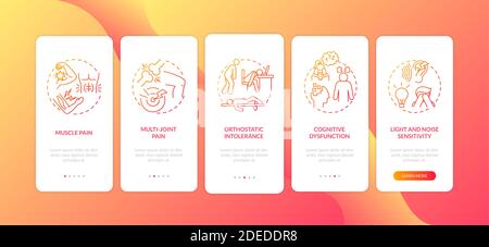 ME symptoms onboarding mobile app page screen with concepts Stock Vector