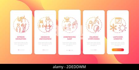 ME symptoms onboarding mobile app page screen with concepts Stock Vector