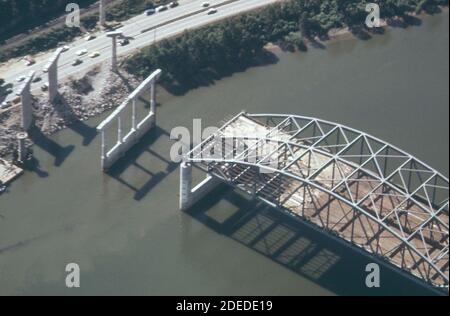 1970s Photo (1973) -  Kanawha River bridge under construction Stock Photo