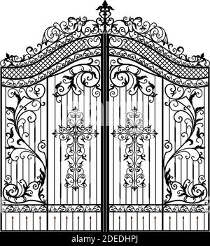 sketch metal gate, entrance to the temple, original illustration forged products Stock Vector