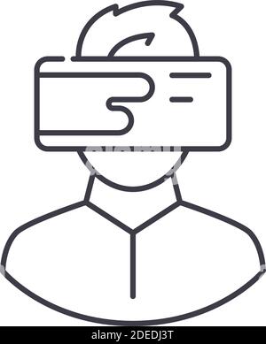 Hitech glasses icon, linear isolated illustration, thin line vector, web design sign, outline concept symbol with editable stroke on white background. Stock Vector