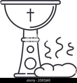 Holy communion icon, linear isolated illustration, thin line vector, web design sign, outline concept symbol with editable stroke on white background. Stock Vector