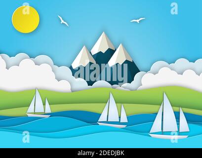 Sea landscape with beach Stock Vector