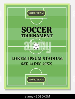 Illustration vector design of soccer tournament poster or flyer template for competition, tournament, etc. Stock Vector