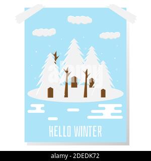 Illustration vector design of winter poster template for decoration of home, store, shop, cafe or it can be used for greeting Stock Vector
