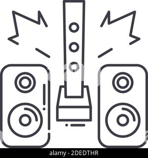 Hi fi audio system icon, linear isolated illustration, thin line vector, web design sign, outline concept symbol with editable stroke on white Stock Vector