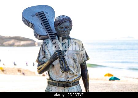 RIO DE JANEIRO, BRAZIL - DECEMBER 19, 2019: Tom Jobim statue sited in ipanema beach near Arpoador. Stock Photo