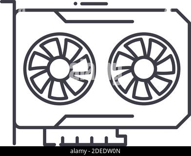 Gpu icon, linear isolated illustration, thin line vector, web design sign, outline concept symbol with editable stroke on white background. Stock Vector