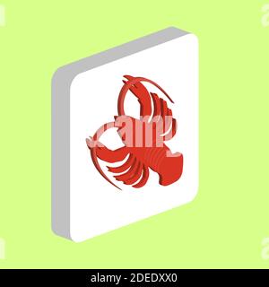 lobster Simple vector icon. Illustration symbol design template for web mobile UI element. Perfect color isometric pictogram on 3d white square. lobst Stock Vector