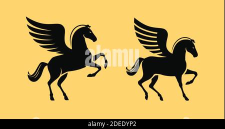 Winged horse symbol. Pegasus vector illustration Stock Vector