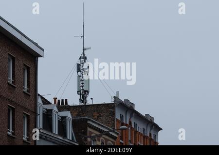 Lille (France) November 30, 2020. Telecoms operator relay antenna capable of broadcasting 2, 3 and 4 G. Stock Photo