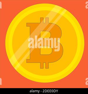 Bitcoin cryptocurrency symbol vector illustration on an orange background Stock Vector