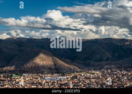 Scenic view of Cusco city seen from Sacsayhuaman, Peru Stock Photo