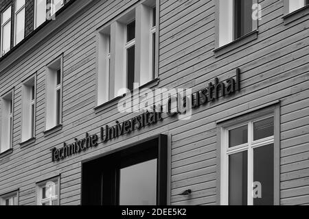 Clausthal-Zellerfeld, Germany, November 18, 2020: Facade of the main building of the Technical University of Clausthal, side view Stock Photo