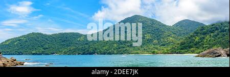 Panoramic photograph of the sea, beaches, mountains and forests of Trindade on the south coast of the state of Rio de Janeiro, Brazil Stock Photo