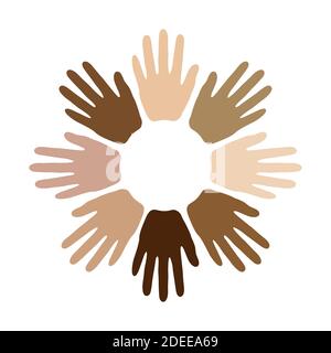 group of human hands build a circle isolated on white vector illustration EPS10