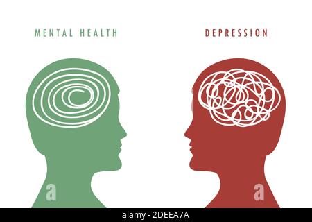 mental health concept man brain silhouette vector illustration EPS10 Stock Vector