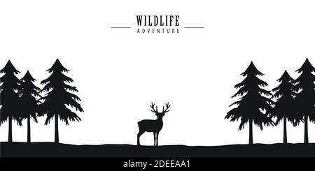 wildlife adventure deer in forest vector illustration EPS10 Stock Vector
