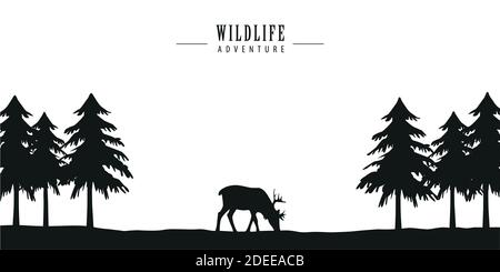 wildlife adventure deer in forest vector illustration EPS10 Stock Vector