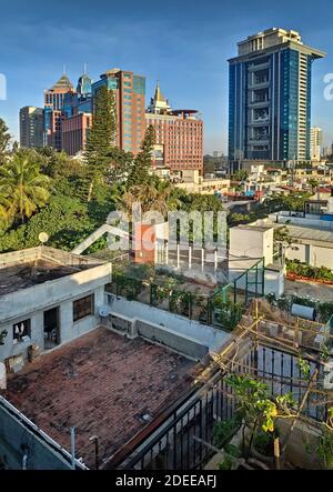 A sunlit view of downtown Bangalore, India on a clear sunny day Stock Photo