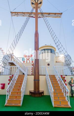 The Thousand Sunny boat popularized in the One Piece manga in Laguna Ten Bosch in Gamagori, Aichi, Japan Stock Photo