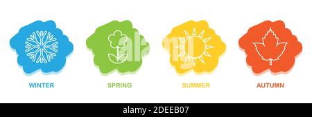 four seasons winter spring summer fall icon set vector illustration EPS10 Stock Vector