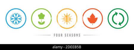 four seasons winter spring summer fall icon set vector illustration EPS10 Stock Vector