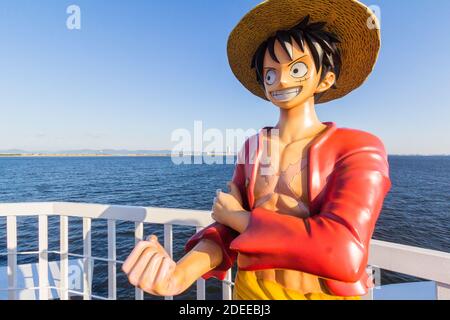 The Thousand Sunny boat popularized in the One Piece manga in Laguna Ten Bosch in Gamagori, Aichi, Japan Stock Photo