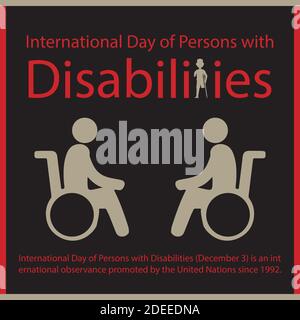 International Day of Persons with Disabilities (December 3) is an international observance promoted by the United Nations since 1992. Stock Vector