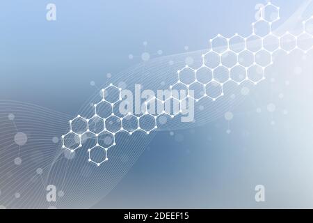 Structure molecule and communication. Dna, atom, neurons. Scientific concept for your design. Connected lines with dots. Medical, technology Stock Vector